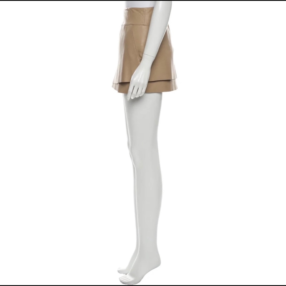 Helmet Lang tiered lamb skin leather mini skirt.